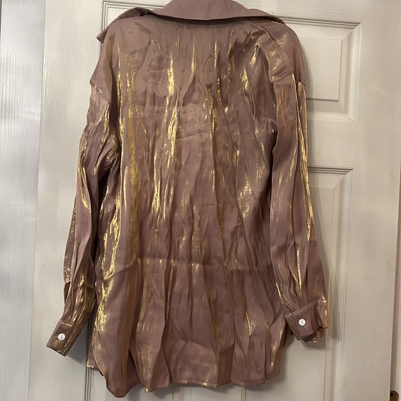 Gold Metallic Oversized Button Down - Picture 5 of 5